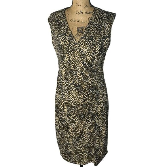 Just Taylor Animal Print Dress Womens Size 12 Surplice Neckline Stretch Lined - Picture 1 of 7